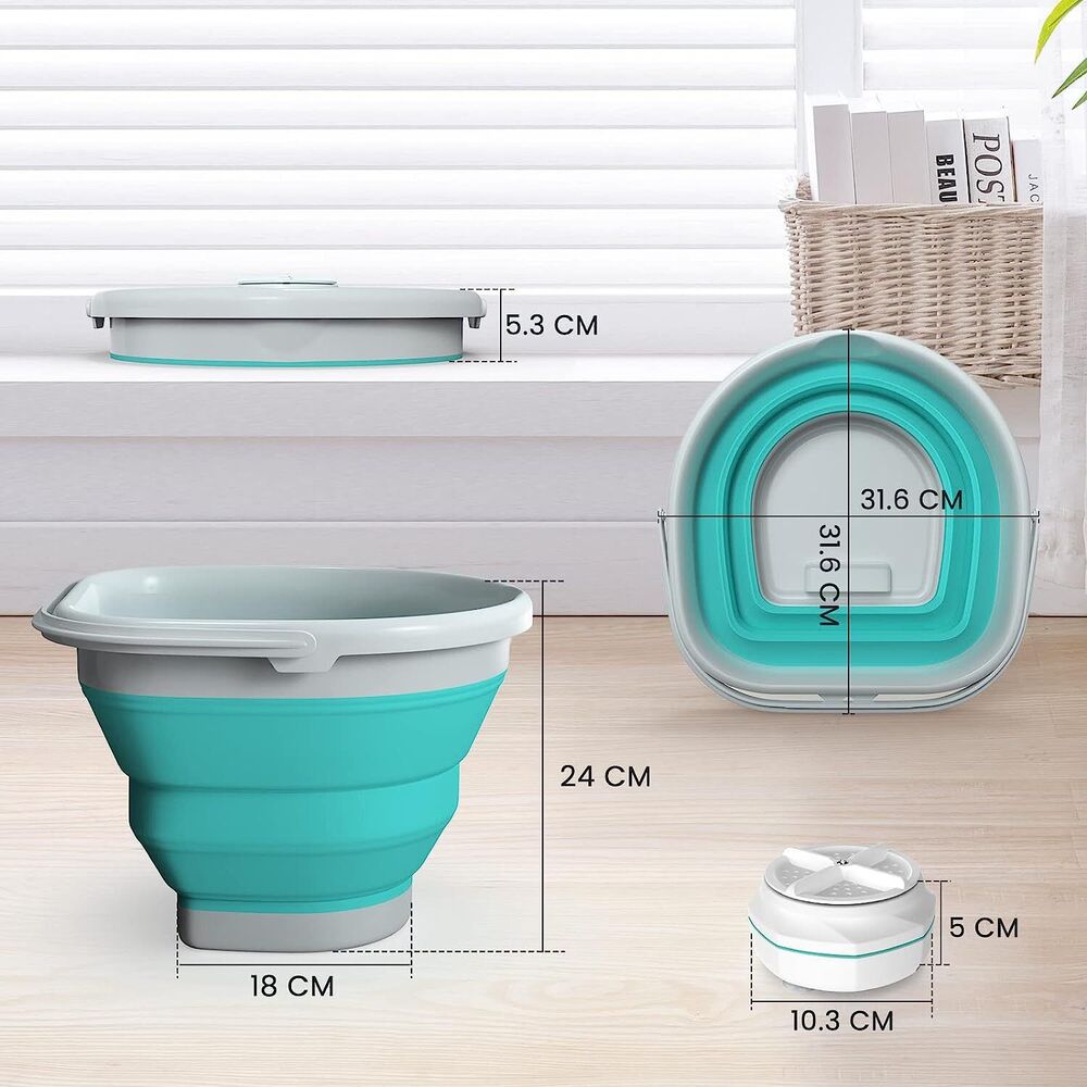 Portable Washing Machine, Mini Washing Machine with 10L Foldable Laundry Bucket - Picture 6 of 6